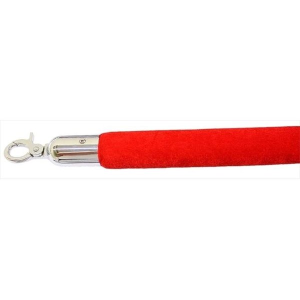 Vic Crowd Control Inc VIP Crowd Control 1651 72 in. Velour Rope with Mirror Closable Hook - Red 1651